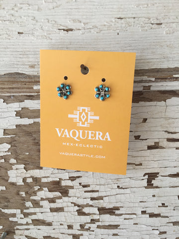 Petit point floral studs