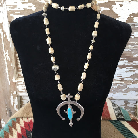 Love tokens bone and turquoise naja